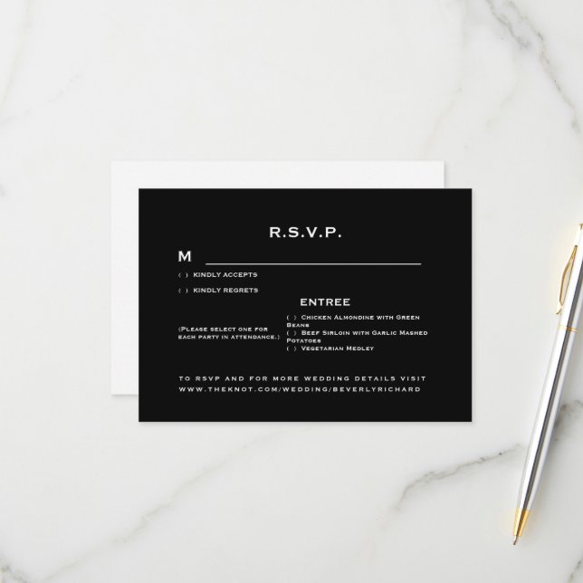 Tarjeta De Confirmación De Asistencia Boda contemporáneo simple en blanco y negro (Anverso/Reverso In Situ)