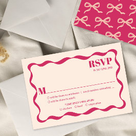 Tarjeta De Confirmación De Asistencia Boda Coquette Bow Retro