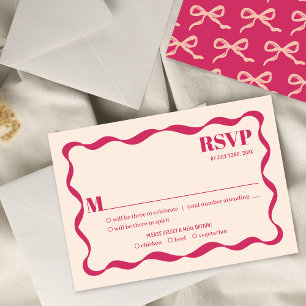 Tarjeta De Confirmación De Asistencia Boda Coquette Bow Retro