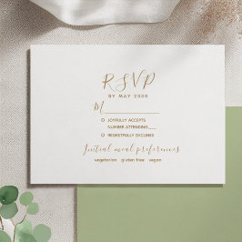 Tarjeta De Confirmación De Asistencia Boda Corazón Dorado con Vegetación