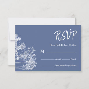 Tarjeta De Confirmación De Asistencia Boda Corona Botánica Azul Polvoriento Boho