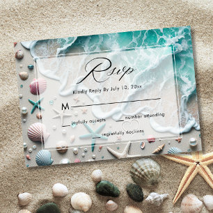 Tarjeta De Confirmación De Asistencia Boda costero Beach Ocean
