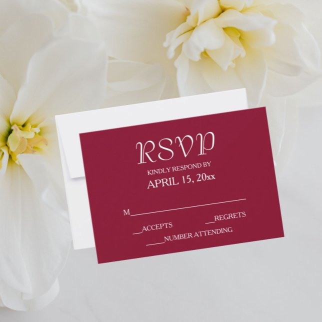 Tarjeta De Confirmación De Asistencia Boda Cranberry Red Simple Style (In Situ Wedding)