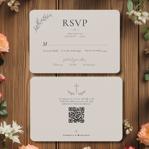 Tarjeta De Confirmación De Asistencia Boda Cristiana Minimalista Dibujada a Mano 