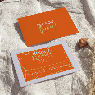 Tarjeta De Confirmación De Asistencia Boda Cute Quirky Cute Pintado, Colorido Y Escrito