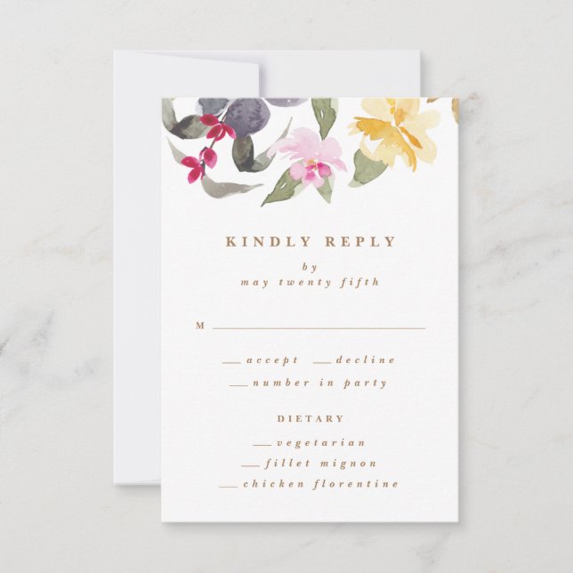 Tarjeta De Confirmación De Asistencia Boda de acuarela Art Dried Florals (Anverso)
