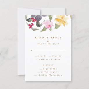 Tarjeta De Confirmación De Asistencia Boda de acuarela Art Dried Florals