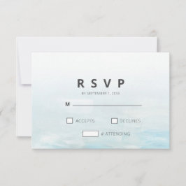 Tarjeta De Confirmación De Asistencia Boda de acuarela azul moderno