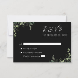 Tarjeta De Confirmación De Asistencia Boda de acuarela botánica de color blanco negro