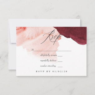 Tarjeta De Confirmación De Asistencia Boda de acuarela de color burdeos y rubor