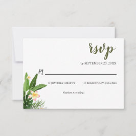 Tarjeta De Confirmación De Asistencia Boda de acuarela de la vegetación tropical