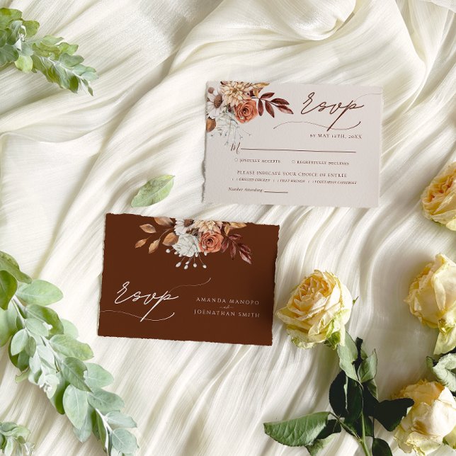 Tarjeta De Confirmación De Asistencia Boda de acuarela de otoño natural (Subido por el creador)