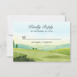 Tarjeta De Confirmación De Asistencia Boda de acuarela de paisaje natural verde