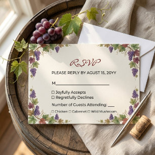Tarjeta De Confirmación De Asistencia Boda de Acuarela de Viñedo de Napa Valley