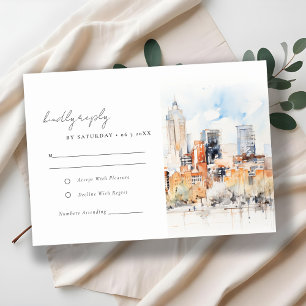 Tarjeta De Confirmación De Asistencia Boda de acuarela del Skyline de Denver Colorado