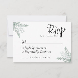 Tarjeta De Confirmación De Asistencia Boda de acuarela floral de Eucalyptus