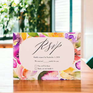 Tarjeta De Confirmación De Asistencia Boda de acuarela floral de otoño en negrita