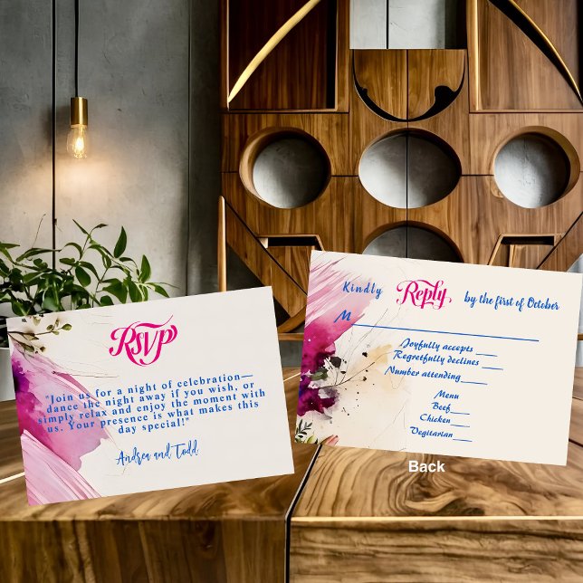 Tarjeta De Confirmación De Asistencia Boda de acuarela floral de pincel negrita (Subido por el creador)