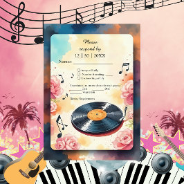 Tarjeta De Confirmación De Asistencia boda de acuarela floral musical lúdico