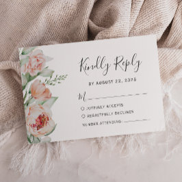 Tarjeta De Confirmación De Asistencia Boda de acuarela floral primavera melocotón rubor