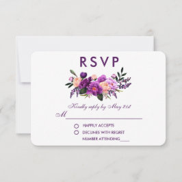 Tarjeta De Confirmación De Asistencia Boda de acuarela floral púrpura ultra violeta P