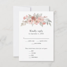 Tarjeta De Confirmación De Asistencia Boda de Acuarela Floral Rosa Elegante