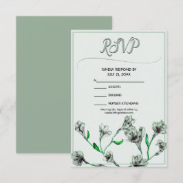 Tarjeta De Confirmación De Asistencia Boda de acuarela floral verde sage
