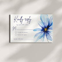 Boda de acuarela Minimalista de flor azul