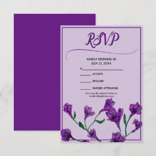 Tarjeta De Confirmación De Asistencia Boda de acuarela morado floral