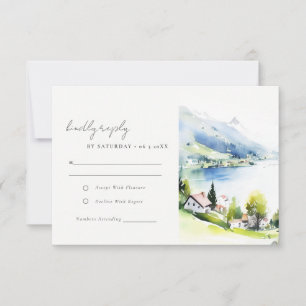 Tarjeta De Confirmación De Asistencia Boda de acuarela paisajística de Lungern Suiza