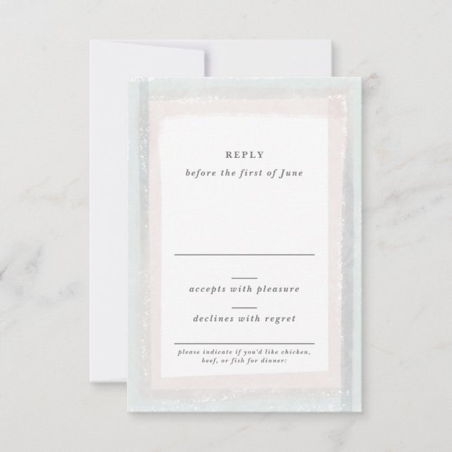 Tarjeta De Confirmación De Asistencia Boda de acuarela rosa y azul (Anverso)