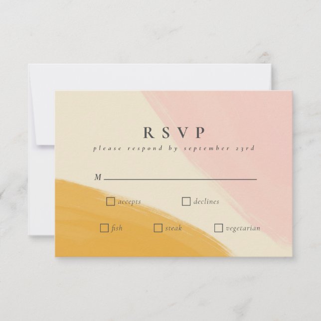 Tarjeta De Confirmación De Asistencia Boda de acuarela rosa y Naranja abstracta (Anverso)