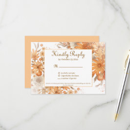 Tarjeta De Confirmación De Asistencia Boda de Acuarela Rústica Floral de Otoño