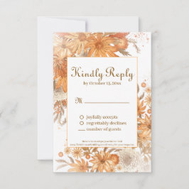 Tarjeta De Confirmación De Asistencia Boda de Acuarela Rústica Floral de Otoño