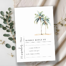 Tarjeta De Confirmación De Asistencia Boda de acuarela tropical de palmeras mínimas