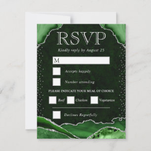 Tarjeta De Confirmación De Asistencia Boda de Ágata Verde y Plata