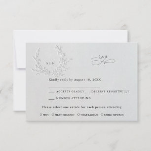 Tarjeta De Confirmación De Asistencia Boda de algodón con relieve hundido falso minimali