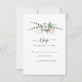 Tarjeta De Confirmación De Asistencia Boda de algodón de cultivo Eucalyptus