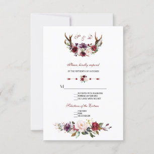 Tarjeta De Confirmación De Asistencia Boda de analistas florales de Rubor de color de ag