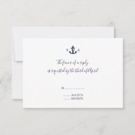 Tarjeta De Confirmación De Asistencia Boda de ancla azul de la Marina Náutica monográfic