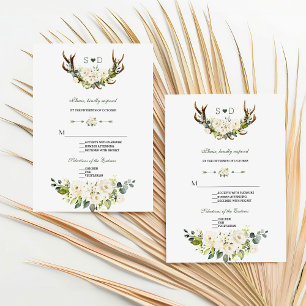 Tarjeta De Confirmación De Asistencia Boda de anillos florales de color crema de agua