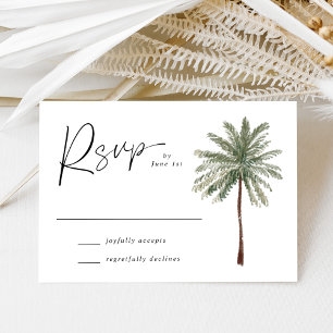 Tarjeta De Confirmación De Asistencia Boda de árbol de palmas mínimo