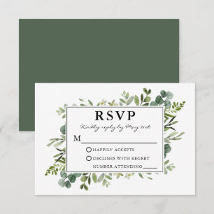 Tarjeta De Confirmación De Asistencia Boda de arcilla de color de agua verde botánico