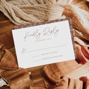 Tarjeta De Confirmación De Asistencia Boda de Arcilla Marrón Botánica Minimalista Modern