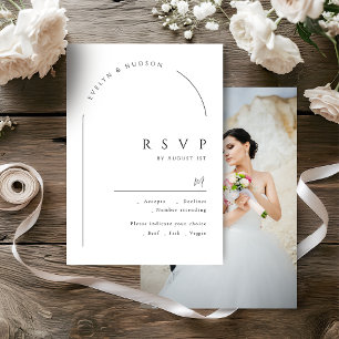 Tarjeta De Confirmación De Asistencia Boda de arco de foto minimalista con guión moderno