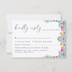 Tarjeta De Confirmación De Asistencia Boda de Arcoíris con Estilo de Fiesta Mexicana Vib