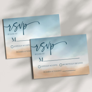 Tarjeta De Confirmación De Asistencia Boda de arena Blue Ocean Beach Shore