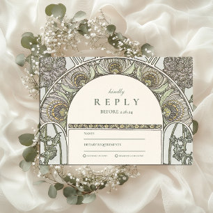 Tarjeta De Confirmación De Asistencia Boda de Art Nouveau de Dusty Sage