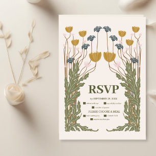 Tarjeta De Confirmación De Asistencia Boda de Art Nouveau floral vintage