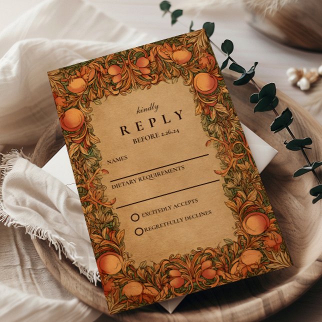 Tarjeta De Confirmación De Asistencia Boda de Art Nouveau Pomegranate (Subido por el creador)